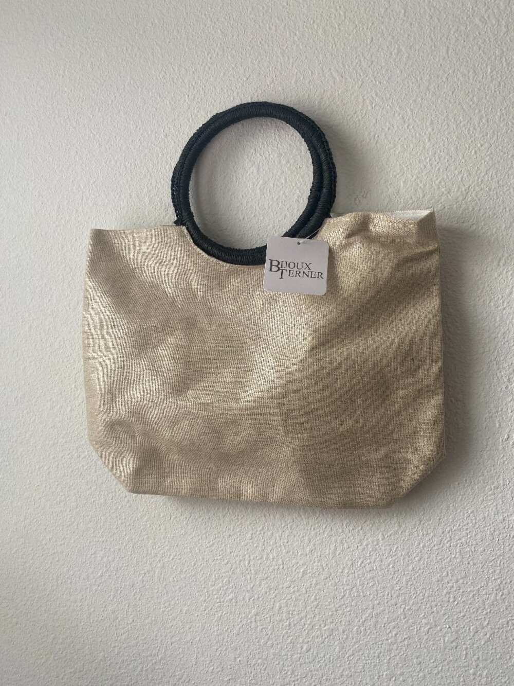 Bijoux Terner women's cotton natural silver Summer Glow Round Handle Tote